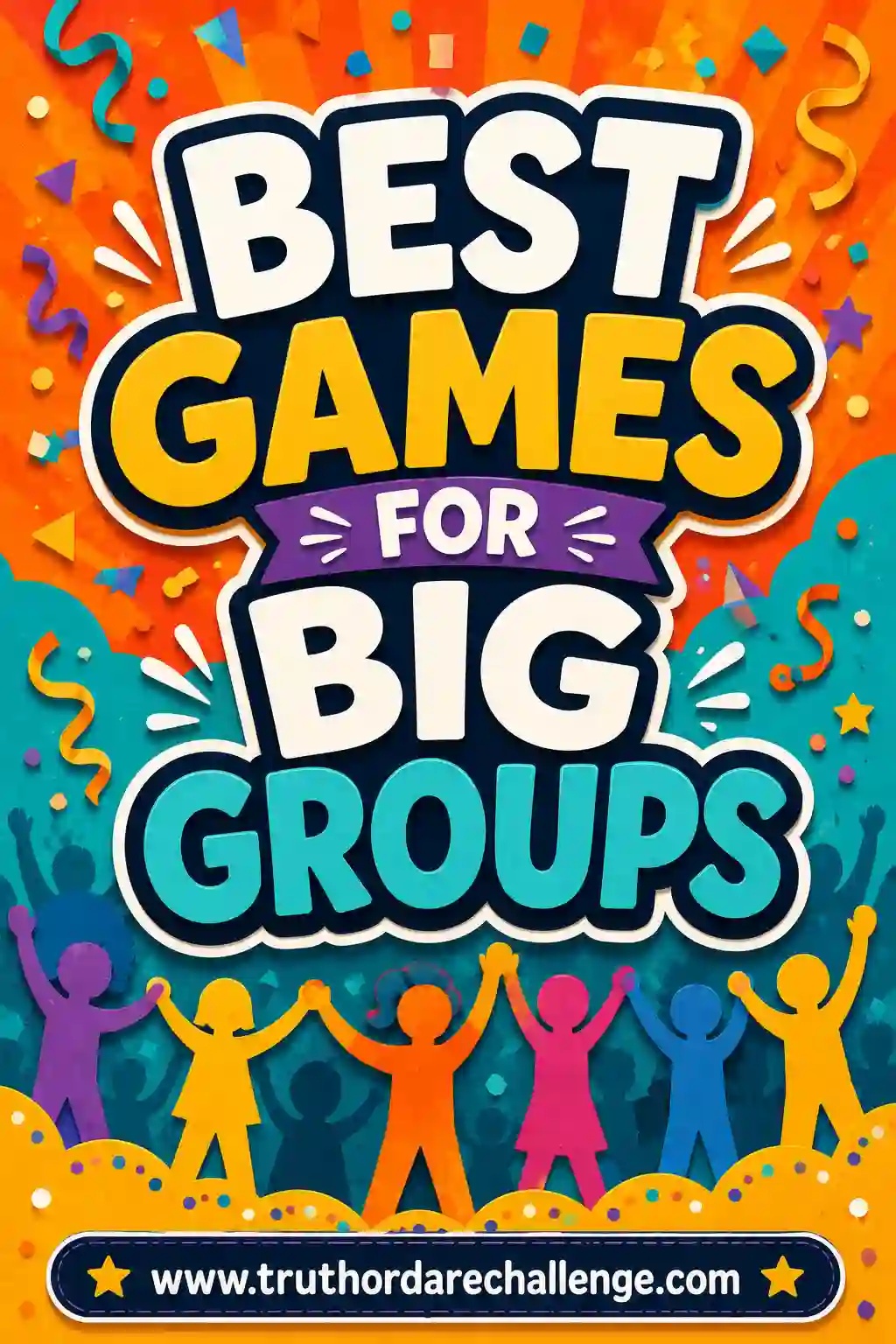 A large group of friends sitting in a circle laughing while playing party games together