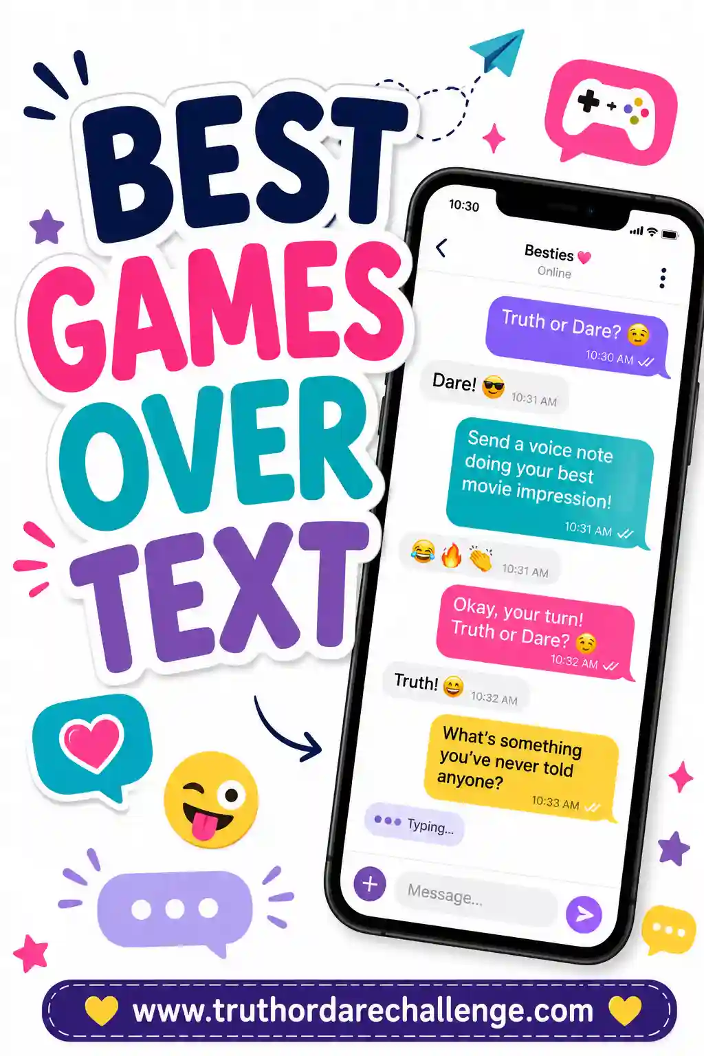 Phone screen showing two friends playing fun games over text messages