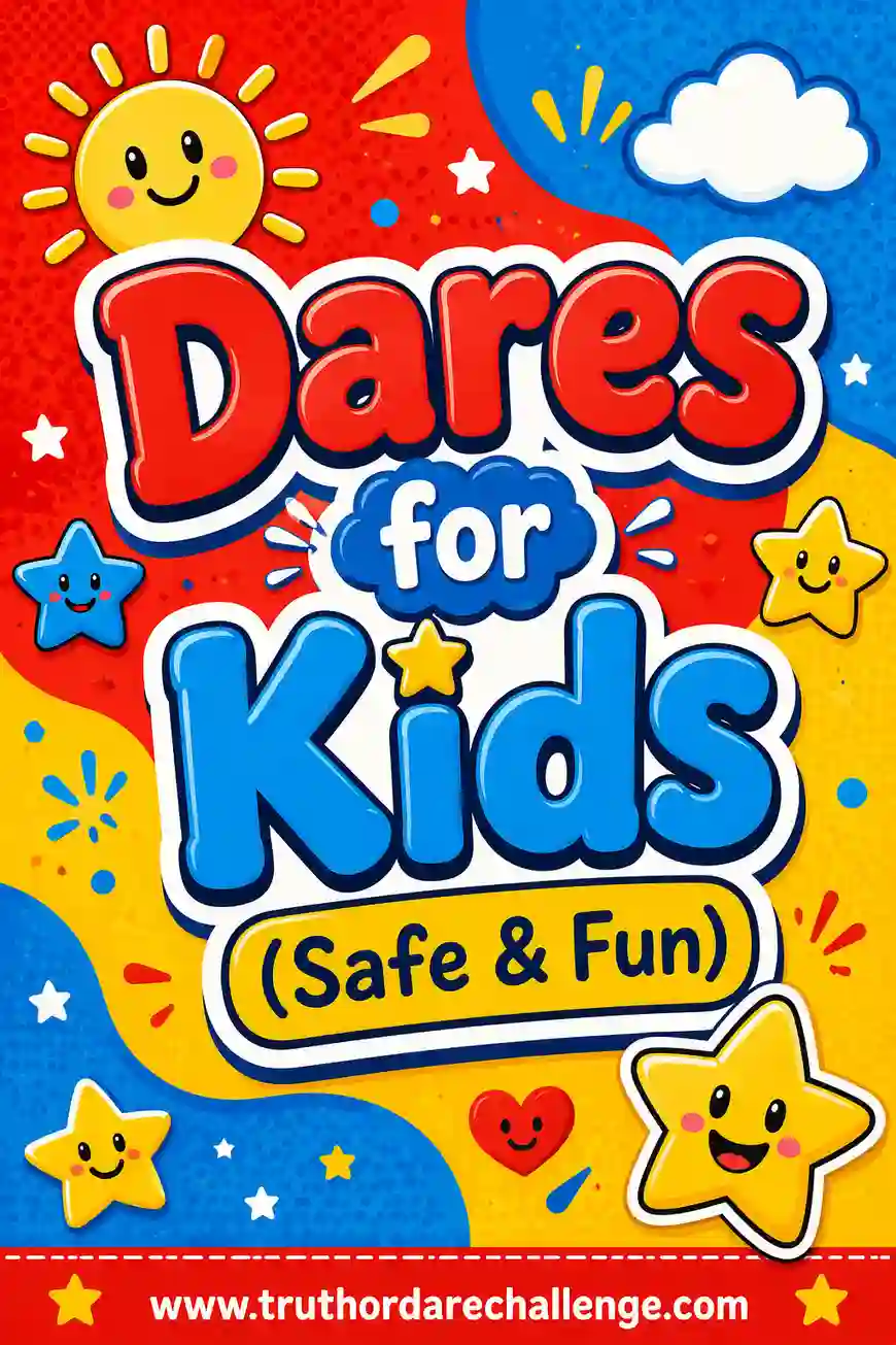 Young kids laughing and doing a silly safe dare like hopping on one foot during a game