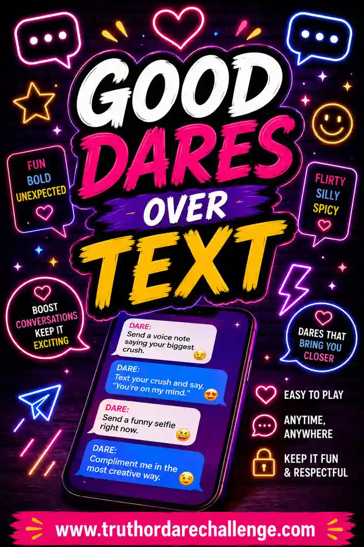 Phone screen showing a fun truth or dare text conversation with good dares over text
