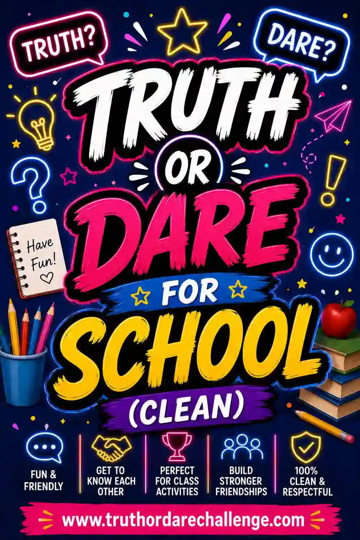 Students laughing together at a classroom table while playing a clean truth or dare game