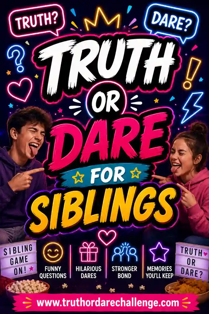 Two siblings laughing on a couch while playing truth or dare from a phone