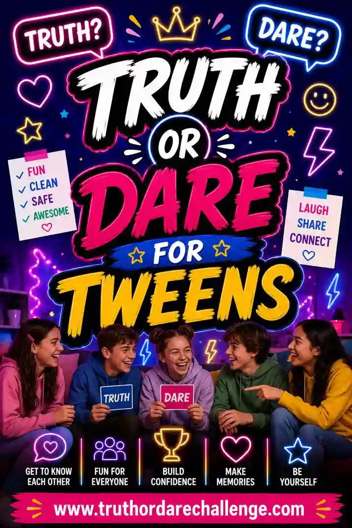 Tweens playing a clean truth or dare game at a birthday party with balloons